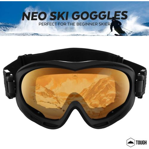  Tough Outdoors Ski & Snowboard Goggles - Snow Glasses for Skiing, Snowboarding, Motorcycling & Outdoor Winter Sports - Anti Fog & Helmet Compatible Snowmobile Gear with UV400 Protection - Fits Me