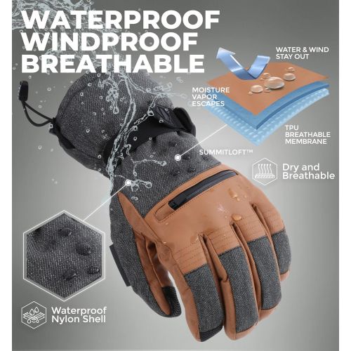  Tough Outdoors Ski & Snow Gloves - Cold Weather Waterproof Winter Snowboard Gloves for Men & Women - Ideal for Skiing & Snowboarding