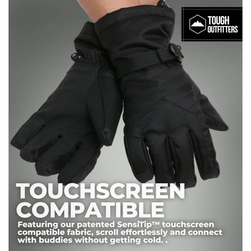  Tough Outdoors Touch Screen Ski & Snow Gloves - Cold Weather Waterproof Winter Snowboard Gloves for Men & Women - for Skiing & Snowboarding