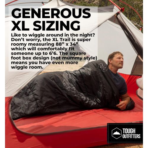  [아마존베스트]Tough Outdoors All Season XL Sleeping Bag for Big and Tall Adults - Ideal for Warm/Cold Weather Camping and Hiking - Wide, Oversized & Waterproof Hooded Sleeping Bag with Free Compression Sack