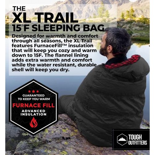  [아마존베스트]Tough Outdoors All Season XL Sleeping Bag for Big and Tall Adults - Ideal for Warm/Cold Weather Camping and Hiking - Wide, Oversized & Waterproof Hooded Sleeping Bag with Free Compression Sack