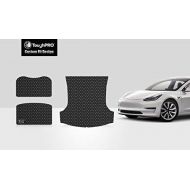 ToughPRO Front Trunk Mat + Storage Mat + Trunk Mat Compatible with Tesla Model 3 - All Weather - Heavy Duty - (Made in USA) - Black Rubber - 2017, 2018, 2019, 2020
