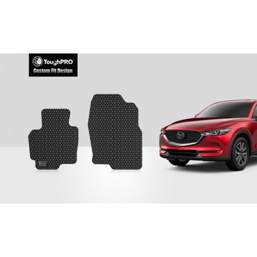  ToughPRO Mazda CX5 Floor Mats - Two Front Mats - All Weather - Heavy Duty -Black Rubber - (2017-2019)