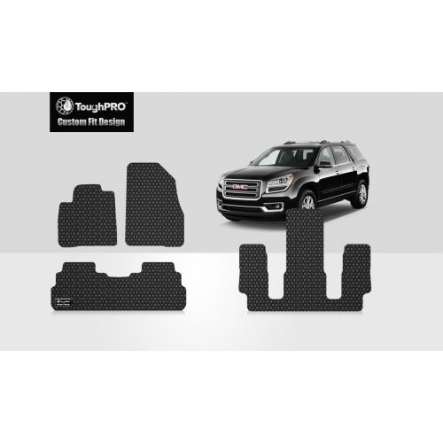  ToughPRO GMC Acadia Floor Mats 6 Seater and 3rd Row Mat - All Weather- Heavy Duty - Black Rubber - 2018-2019
