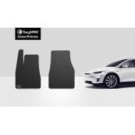 ToughPRO Floor Mats (Front Row Set) Compatible with Tesla Model X - All Weather - Heavy Duty - (Made in USA) - Black Rubber - 2016, 2017, 2018, 2019