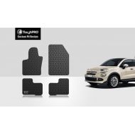 ToughPRO Floor Mats Set (Front Row + 2nd Row) Compatible with Fiat 500X - All Weather - Heavy Duty - (Made in USA) - Black Rubber - 2016, 2017, 2018, 2019