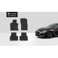 ToughPRO Floor Mats Set (Front Row + 2nd Row) Compatible with Infiniti Q60 - All Weather - Heavy Duty - (Made in USA) - Black Rubber - 2017, 2018, 2019