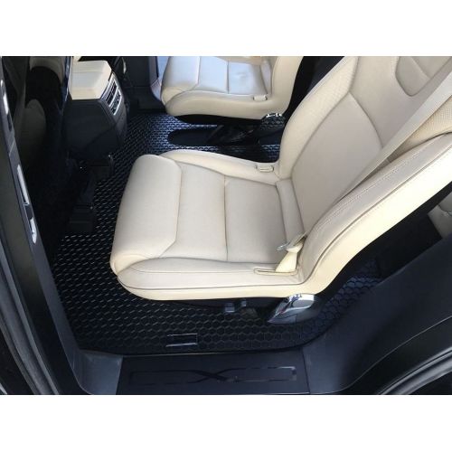  ToughPRO Tesla Model X Floor Mats -All Weather - Heavy Duty - Black Rubber - 6 Seater - Without 2nd Row Seat Middle Console - 2017-2019