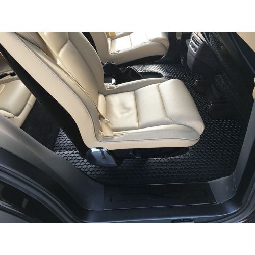  ToughPRO Tesla Model X Floor Mats -All Weather - Heavy Duty - Black Rubber - 6 Seater - Without 2nd Row Seat Middle Console - 2017-2019