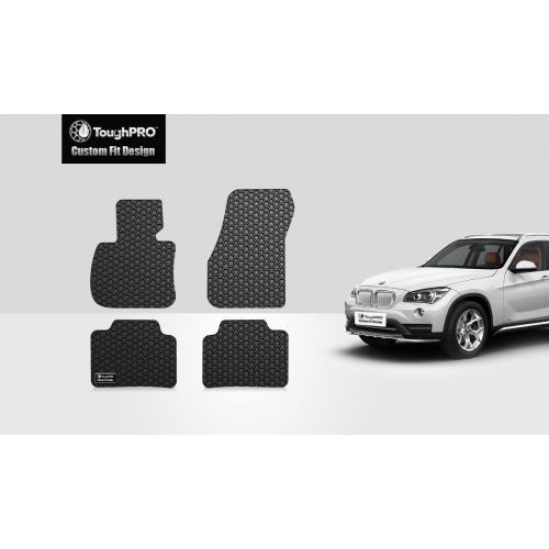  ToughPRO Compatible for BMW X1 (2016-2019) Floor Mats Set - All Weather - Heavy Duty - Black Rubber