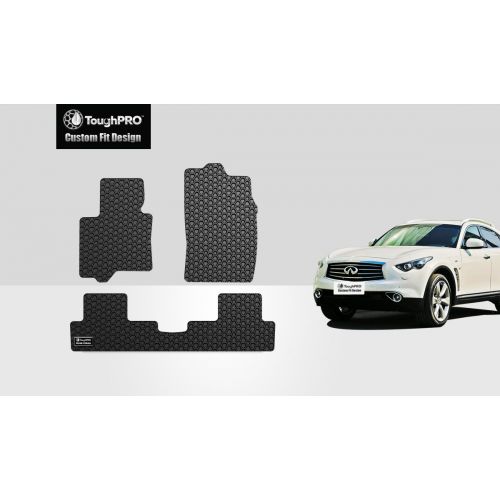  ToughPRO Infiniti QX70 Floor Mats Set - All Weather - Heavy Duty - Black Rubber - 2014-2015-2016-2017-2018-2019