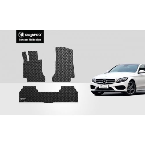  ToughPRO Mercedes-Benz C300 Floor Mats - All Weather - Heavy Duty -Black Rubber - Fit Sedan Model Only -(2015-2016-2017-2018-2019)