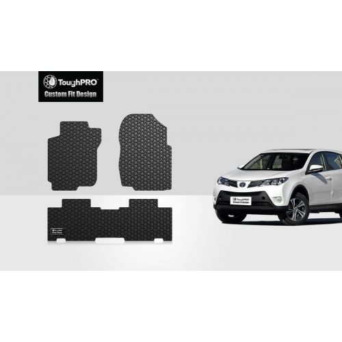  ToughPRO Toyota RAV4 Floor Mats - All Weather - Heavy Duty - Black Rubber - (2013-2018)