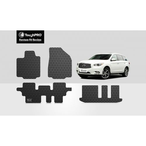  ToughPRO Infiniti QX60 Floor Mats + 3rd Row - All Weather - Heavy Duty - Black Rubber - 2014-2015-2016-2017-2018-2019