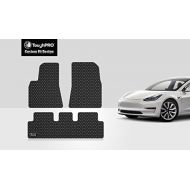 ToughPRO Tesla Model 3 Floor Mats Set - All Weather - Heavy Duty - Black Rubber -2017-2019