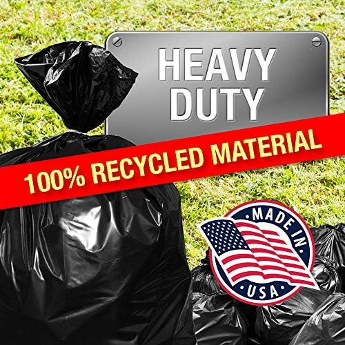  Tougher Goods Heavy Duty Black Trash Bags ? 95 Gallon Garbage Can Liner for Garbage, Storage, Yard Waste, Construction and Commercial Use - 1.5 Mil Thick 61 x 68 with 30” Rubber Bands (50)