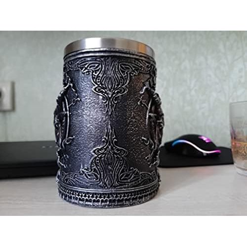  [아마존베스트]Touker Baphomet Mug, Stainless Steel Medieval Mug Tankard for Beer Coffee, Satanism Occult Sabbatic Goat Pentagram Tankard, Creative Steins for Beer Wine Coffee Juice Drinking Home