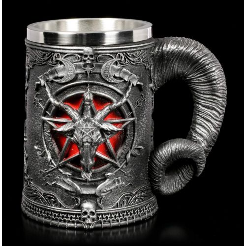  [아마존베스트]Touker Baphomet Mug, Stainless Steel Medieval Mug Tankard for Beer Coffee, Satanism Occult Sabbatic Goat Pentagram Tankard, Creative Steins for Beer Wine Coffee Juice Drinking Home