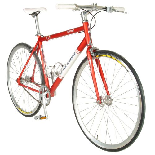  Tour De France Tour de France Stage One Vintage Fixie Bike, 700c Wheels, Mens Bike, Red, 45 cm Frame, 51 cm Frame, 56 cm Frame