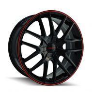 Touren TR60 3260 Wheel with Black Finish with Red Ring (16x7/4x100mm)
