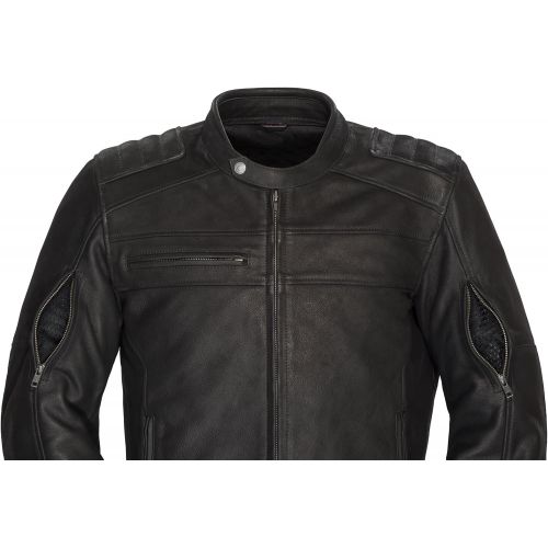  Tourmaster TourMaster Mens Blacktop Leather Motorcycle Jacket (Black, X-Large)