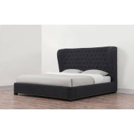 Tov Furniture Finley Collection Contemporary, Button Tufted, Linen Upholstered Bed Frame, Queen Size, Grey