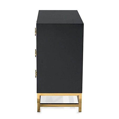  Tov Furniture TOV Furniture The Majesty Collection Contemporary Style Bedroom Chest of Drawers, Black with Gold Accents