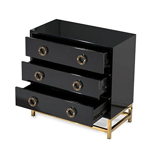  Tov Furniture TOV Furniture The Majesty Collection Contemporary Style Bedroom Chest of Drawers, Black with Gold Accents