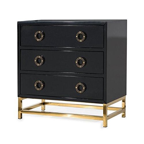  Tov Furniture TOV Furniture The Majesty Collection Contemporary Style Bedroom Chest of Drawers, Black with Gold Accents