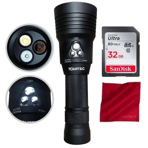  Innovative Scuba Concepts Tovatec Mera Dive Light with Camera - Basic Accessory Bundle with 32GB Memory Card & More