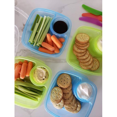  [아마존베스트]Tovla Kids Lunch and Snack Containers - 5 Colorful Plastic Meal Prep Bento Boxes with Sauce Compartment - Containers for Adults, Kids & Toddlers - Microwave, Dishwasher & Freezer S