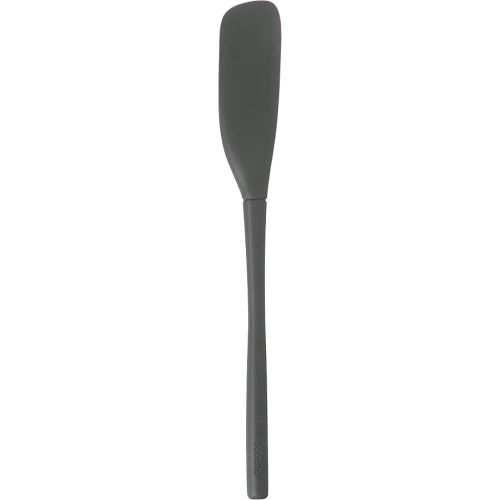  Tovolo Flex-Core All-Silicone Long-Handled Jar Scraper Spatula, Angled Turner Head, Kitchen Tool With Flat Back & Curved Front for Scooping & Scraping, Charcoal