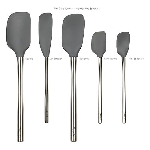  Tovolo Flex-Core Stainless Steel Handled Spatula Set of 5 for Meal Prep, Cooking, Baking, and More - Charcoal