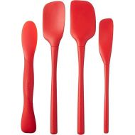 Tovolo All- Silicone Flex-Core, Scoop & Spread Spoonula, Spatula, Jar Scraper, Dishwasher-Safe Silicone & Nylon Kitchen Utensils, Set of 4 Tool Set, Candy Apple