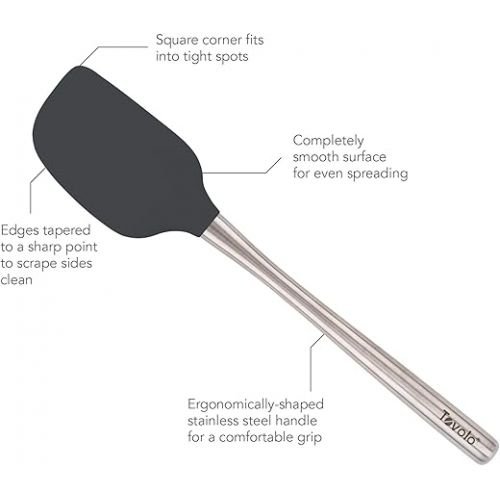  Tovolo Flex-Core Silicone Spatula with Stainless Steel Handle (Charcoal) - Kitchen Utensil & Gadget Essential for Baking, Cooking, Grilling, Apartment, & New Home / BPA-Free & Dishwasher-Safe