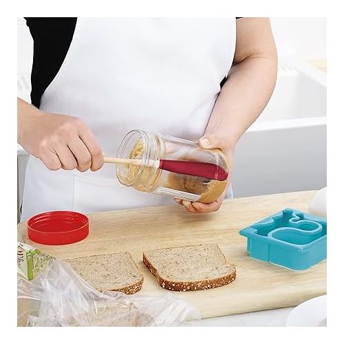  Tovolo Flex-Core Long-Handled Silicone Jar Scraper Spatula, Wood Handle, Heat-Resistant Silicone Head With Curved Front for Scooping & Scraping, Dishwasher-Safe & BPA-Free