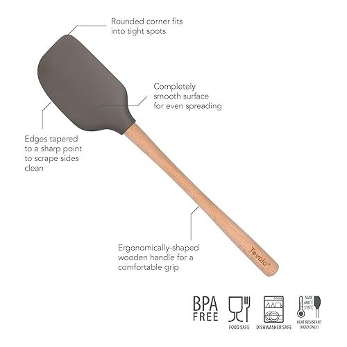  Tovolo Flex-Core Wood Handled Silicone Spatula, Charcoal