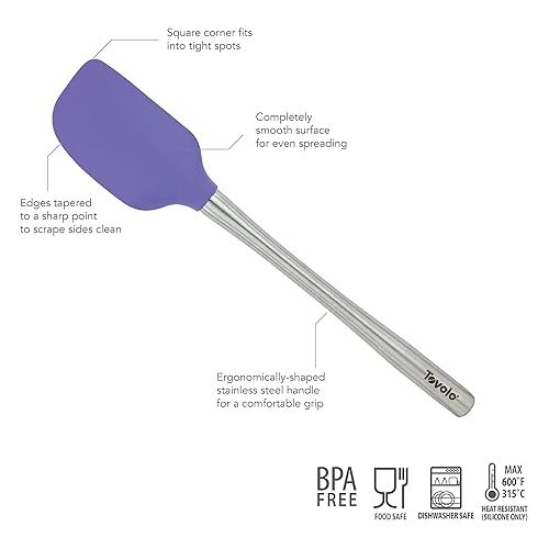  Tovolo Flex-Core Stainless Steel Handled Spatula, Heat-Resistant & BPA-Free Silicone Turner Head, Safe for Cast Iron & Non-Stick Cookware, Dishwasher-Safe, Very Peri