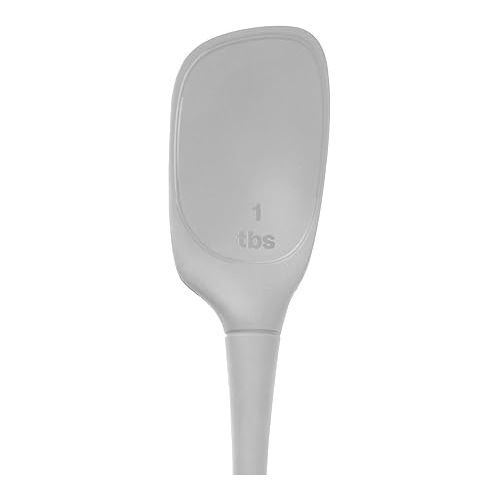  Tovolo Flex-Core All Silicone Deep Spoon with Angled Head & Measuring Marking Perfect for Cooking & Baking, Heat-Resistant & BPA-Free, Dishwasher-Safe, Oyster Gray