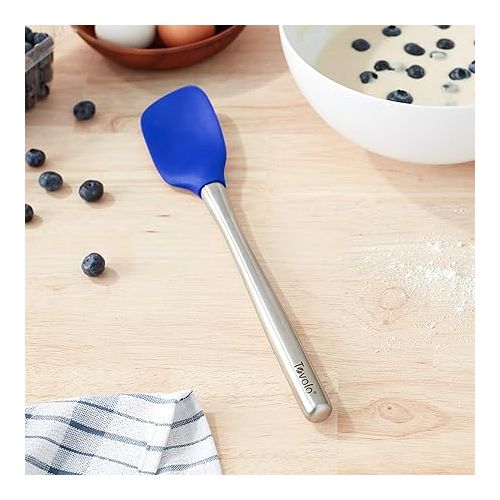  Tovolo Flex-Core Stainless Steel Handled Spoonula Spatula Spoon, Ergonomic Grip, Dishwasher Safe, Stratus Blue