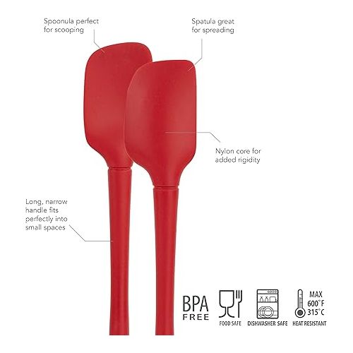  Tovolo Flex-Core All-Silicone Mini Spatula & Spoonula, Kitchen Utensil Set of 2, Heat-Resistant & BPA-Free Silicone Spatula & Spoonula, Safe for Cast Iron & Non-Stick Cookware, Dishwasher-Safe