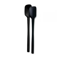 Tovolo Flex-Core All-Silicone Mini Spatula & Spoonula, Kitchen Utensil Set of 2, Heat-Resistant & BPA-Free Silicone Spatula & Spoonula, Safe for Cast Iron & Non-Stick Cookware, Dishwasher-Safe,Black