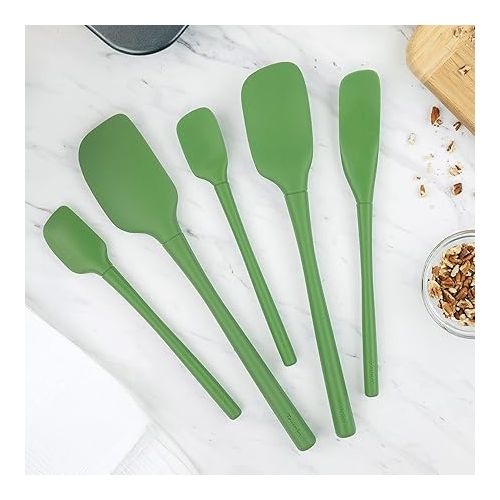  Tovolo Flex-Core® All Silicone Spatula Set of 5 for Meal Prep, Cooking, Baking, and More - Pesto