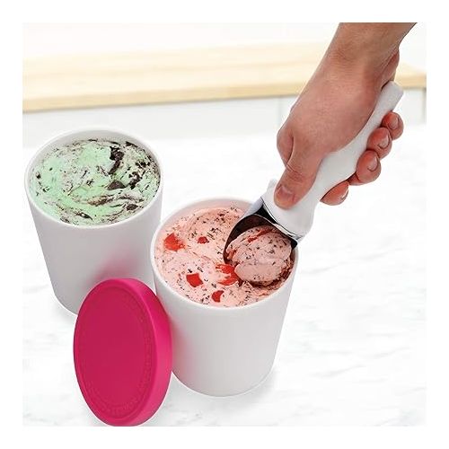  Tovolo Tilt Scoop (White) -Kitchen Gadget & Tool for Frozen Treats, Ice Cream, Sorbet, Gelato/Giftable Utensil &, 1 EA