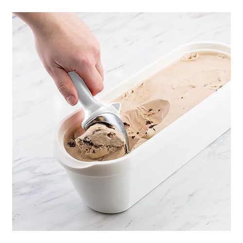  Tovolo Tilt Scoop (White) -Kitchen Gadget & Tool for Frozen Treats, Ice Cream, Sorbet, Gelato/Giftable Utensil &, 1 EA