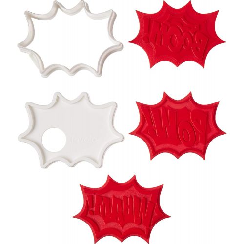  Tovolo Burst Reversible Templates Set of 6 Stamps, Comic Book Cookie Cutter, Dishwasher-Safe, Red