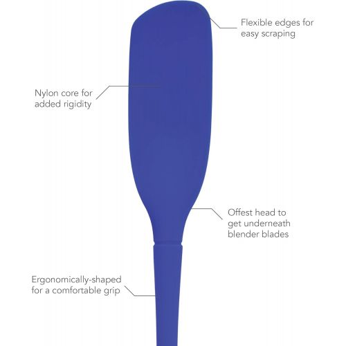  Tovolo Flex-Core Flexible Edge Blender Extra-Long Handle Angled Head Reaches Below Blades, Silicone Spatula for Smoothies & Blended Cocktails, 1 EA, Stratus Blue