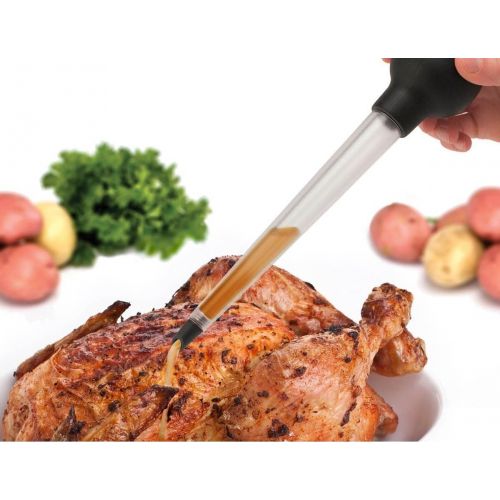  Tovolo Easy-to-Use, Angle Tipped, Dripless Baster for Turkey Roasting, Dishwasher-Safe, BPA-Free Silicone & Plastic, Large, Clear: Turkey Baster: Kitchen & Dining