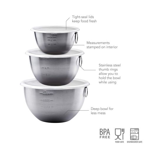  Tovolo Tight Seal, Stainless Steel Mixing Bowls with Lids - Set of 3