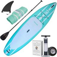 TOWER Inflatable 10’4” Stand Up Paddle Board - (6 Inches Thick) - Universal SUP Wide Stance - Premium SUP Bundle (Pump & Adjustable Paddle Included) - Non-Slip Deck - Youth and Adult